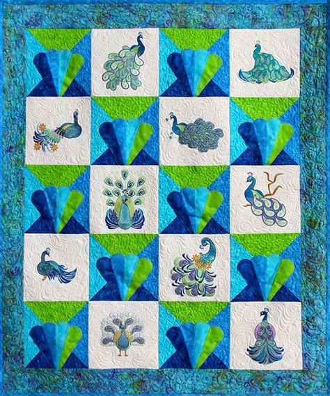 Blue Peacock Quilt Pattern | Peacock quilt, Peacock embroidery designs, Quilts
