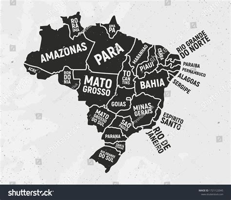 Brazil Map States Poster Map Brazil: vetor stock (livre de direitos ...