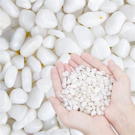 Buy 10lb Natural Decorative Polished White Pebbles - Pebbles Polished 3/8" Gravel Size，Small ...