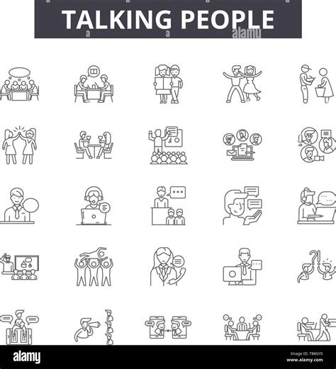 Talking people line icons, signs, vector set, outline concept, linear illustration Stock Vector ...