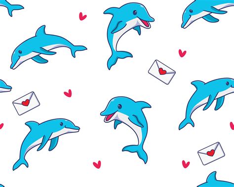 seamless pattern dolphin illustration background 14020468 Vector Art at ...