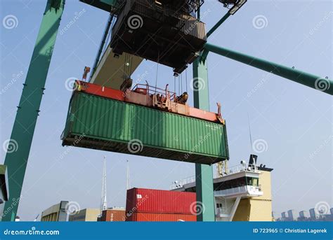 Container, crane and ship stock image. Image of loading - 723965