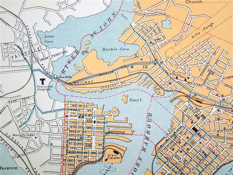 1915 Antique City Map of Saint John New Brunswick Canada