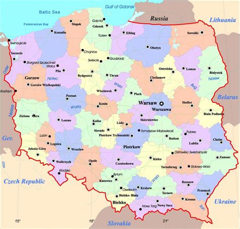 Poland cities map - Map of Poland with cities (Eastern Europe - Europe)