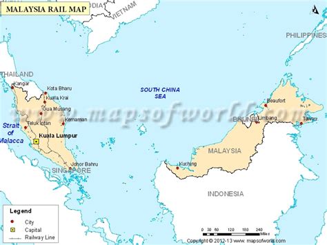 Malaysia Rail Map, Railway Map of Malaysia