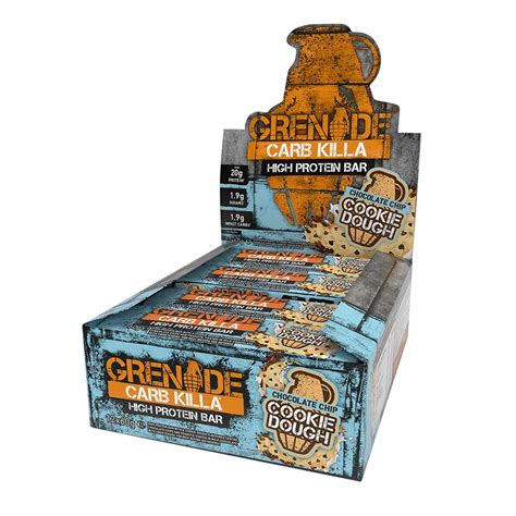 Grenade Carb Killa High Protein and Low Sugar Candy Bar, 12 x 60 g - Chocolate Chip Cookie Dough ...