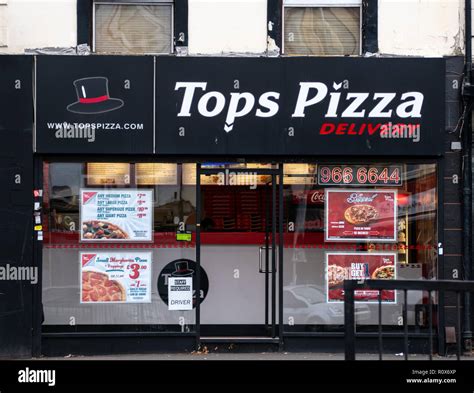 Reading, United Kingdom - August 27 2018: The entrance to Tops Pizza delivery company in ...