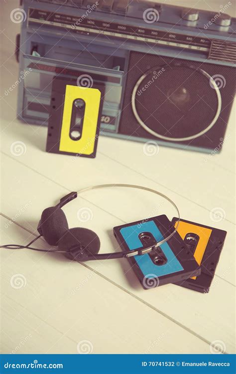 Vintage cassette radio 80s stock photo. Image of song - 70741532