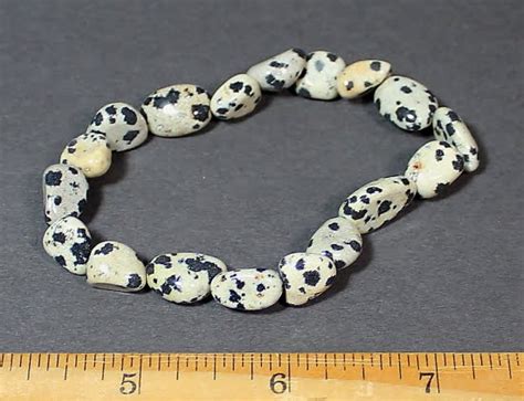 BR102 Dalmatian Stone Gemstone Beads Bracelet - The Rock Shed