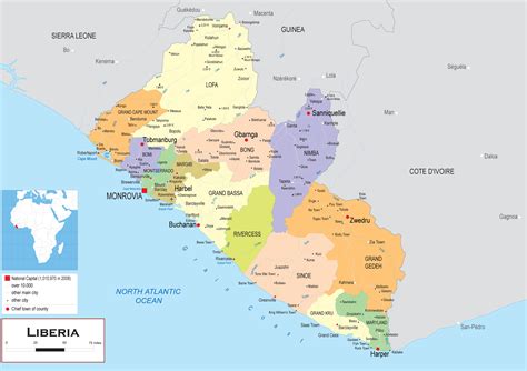 Large political and administrative map of Liberia with other marks | Liberia | Africa | Mapsland ...