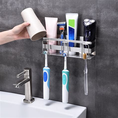 Premium Bathroom Toothbrush Holder Stainless Steel Bathroom Toothbrush ...