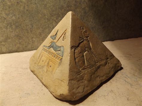 Egyptian pyramid / sculpture art - featuring Bast, Khonsu, Anubis & the soul bird Ba