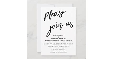 Handwriting Please Join Us After Wedding Reception Invitation | Zazzle