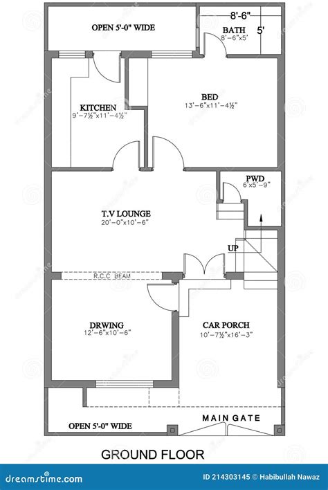 Ground Floor Plan â€“ Small Modern House Stock Illustration ...