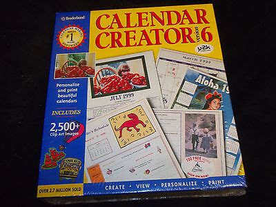 CALENDAR CREATOR 6 BRODERBUND IBM VINTAGE Software Manuals Y2K SHRINK-WRAPPED 772040774097 | eBay