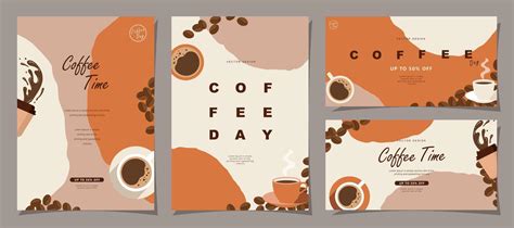 Set of sketch banners with coffee beans on minimal background for invitations, cards, banner ...