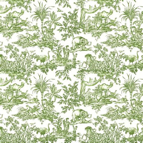 Antilles Toile Wallpaper in Green by Anna French