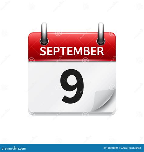 September 9. Vector Flat daily Calendar Icon. Date and Time, Day, Month ...