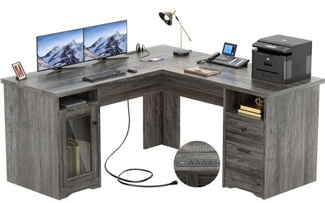 Buy Unikito L Shaped Desk with Drawers, 60 Inch Corner Computer Desks ...