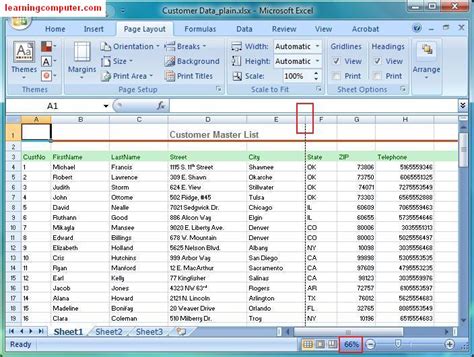 Microsoft Excel::Page Layout Tab