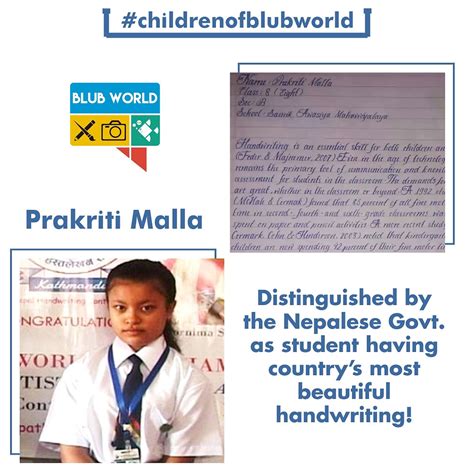 #childrenofblubworld - Prakriti Malla - One with the World’s Most Beautiful Handwriting!