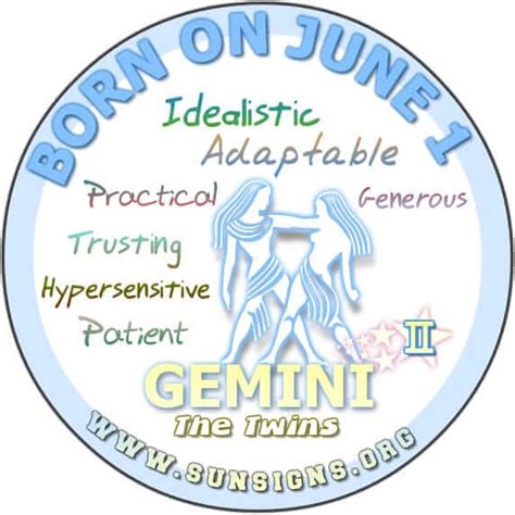 June 1 Zodiac Horoscope Birthday Personality - SunSigns.Org