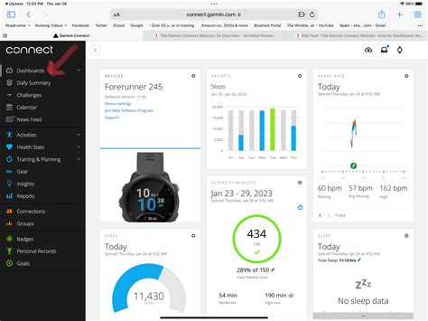 The Garmin Connect Website- Activity Dashboard: Reports - Wrinkled Runner