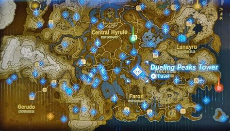 Dueling Peaks Tower - BOTW Sheikah Tower Guide - The Legend of Zelda: Breath of the Wild Game Guides