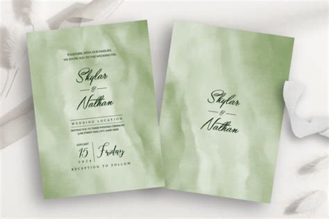 Sage Green Watercolor Wedding Invitation Graphic by SadaRong · Creative Fabrica