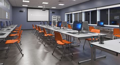 Realistic computer classroom 3D model - TurboSquid | Classroom interior, Computer lab design ...