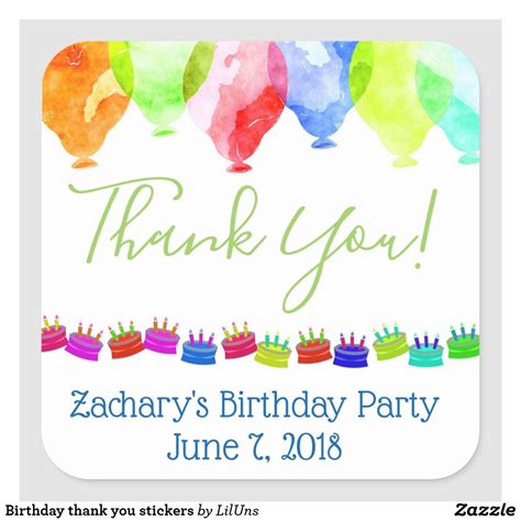 Birthday thank you stickers | Zazzle.com | Birthday thank you, Thank ...