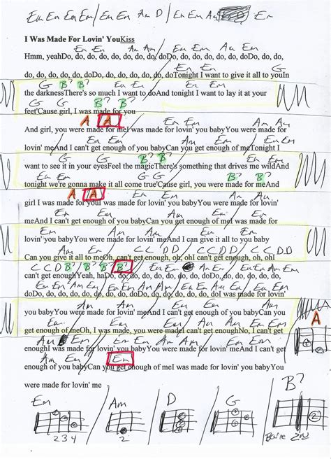 I Was Made For Lovin You Baby (KISS) Guitar Chord Chart | Guitar chords and lyrics, Great song ...