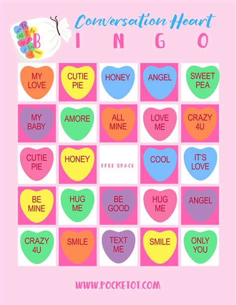 Valentine’s Day Conversation Heart BINGO Game | Pocket Occupational Therapist | Heart bingo ...