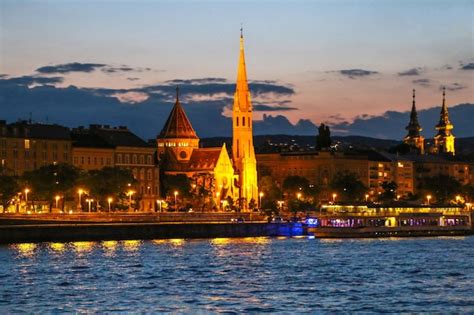 Premium Photo | Evening view of the danube river, bridges, sights of ...