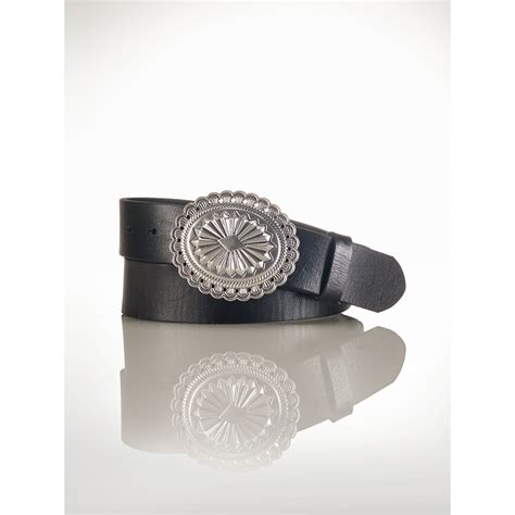 Ralph Lauren Concho Leather Belt in Black - Lyst