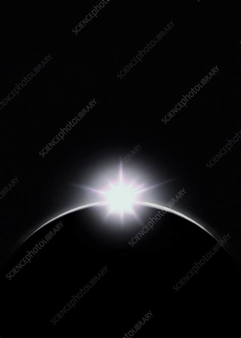 Solar eclipse diamond ring effect - Stock Image - R506/0357 - Science Photo Library