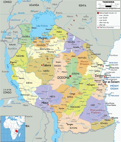 Tanzânia | Mapas Geográficos da Tanzânia - Enciclopédia Global™