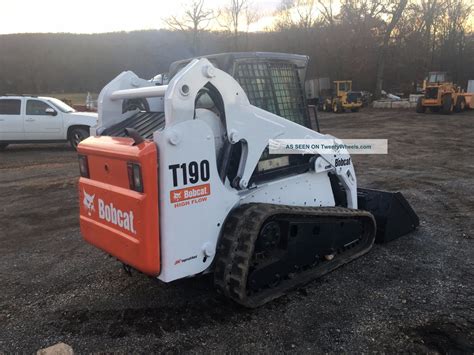 Bobcat T190 Rubber Track Skid Steer Loader Full Cab Bob Cat Snow Plow Aux