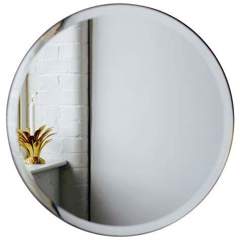 Orbis™ Round Frameless Beveled Mirror with Velvet Backing - Medium For Sale at 1stDibs