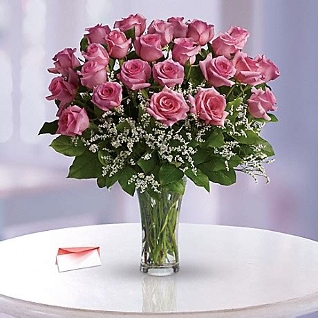 Make Me Blush - Dozen Long Stemmed Pink Roses Bouquet - Teleflora