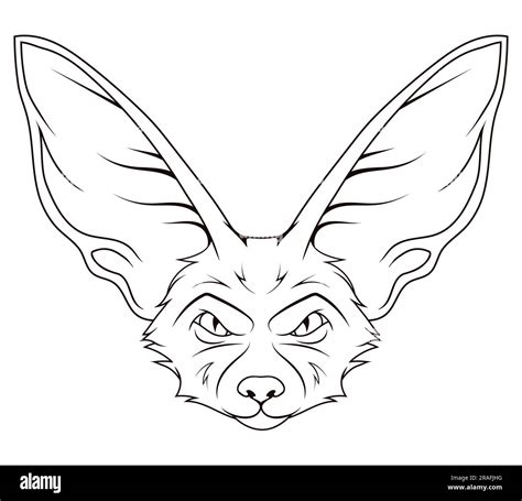 Fennec fox. Vector illustration of a sketch cute animal. A miniature ...