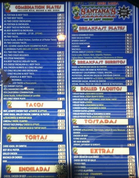 Castañeda's Mexican Food menu in Riverside, California, USA