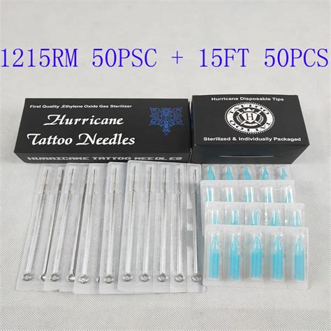 Tattoo Needles Tip (15RM+15FT) Tattoo Needles and Tubes Mixed 50PCS Sterile Tattoo Needles+ ...