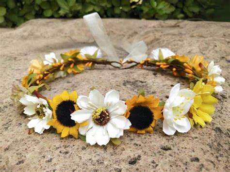 Sunflower Crown Flower Girl Crown Sunflower Headband Fall | Etsy