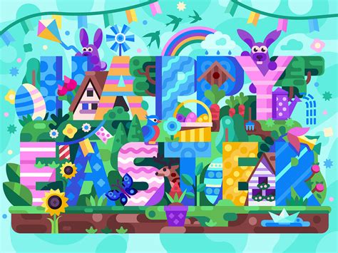 Happy Easter Scene by Alex Krugli on Dribbble