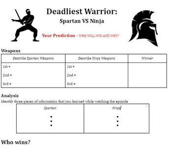 Deadliest Warrior: Spartan VS Ninja Viewing Guide by pressnicolely