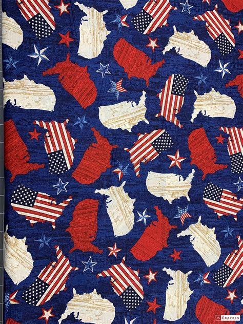 USA American Flag C7045 Patriotic fabric by the yard USA | Etsy