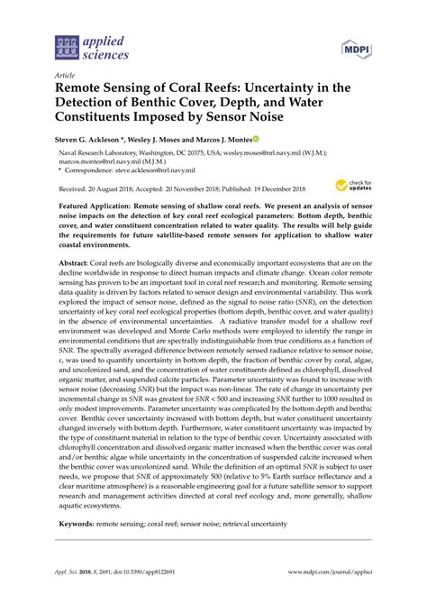 (PDF) Remote Sensing of Coral Reefs: Uncertainty in the Detection of ...