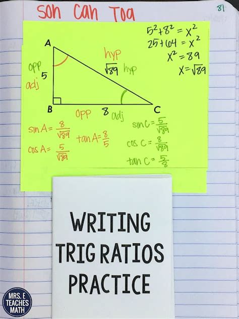 Trig Ratios INB Pages | Mrs. E Teaches Math