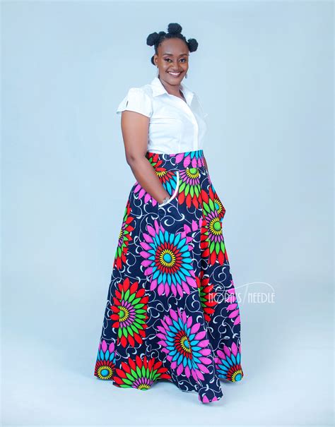 Mfon High Waist Ankara Maxi Skirt/ African Print Flare Skirt – Nora's Needle